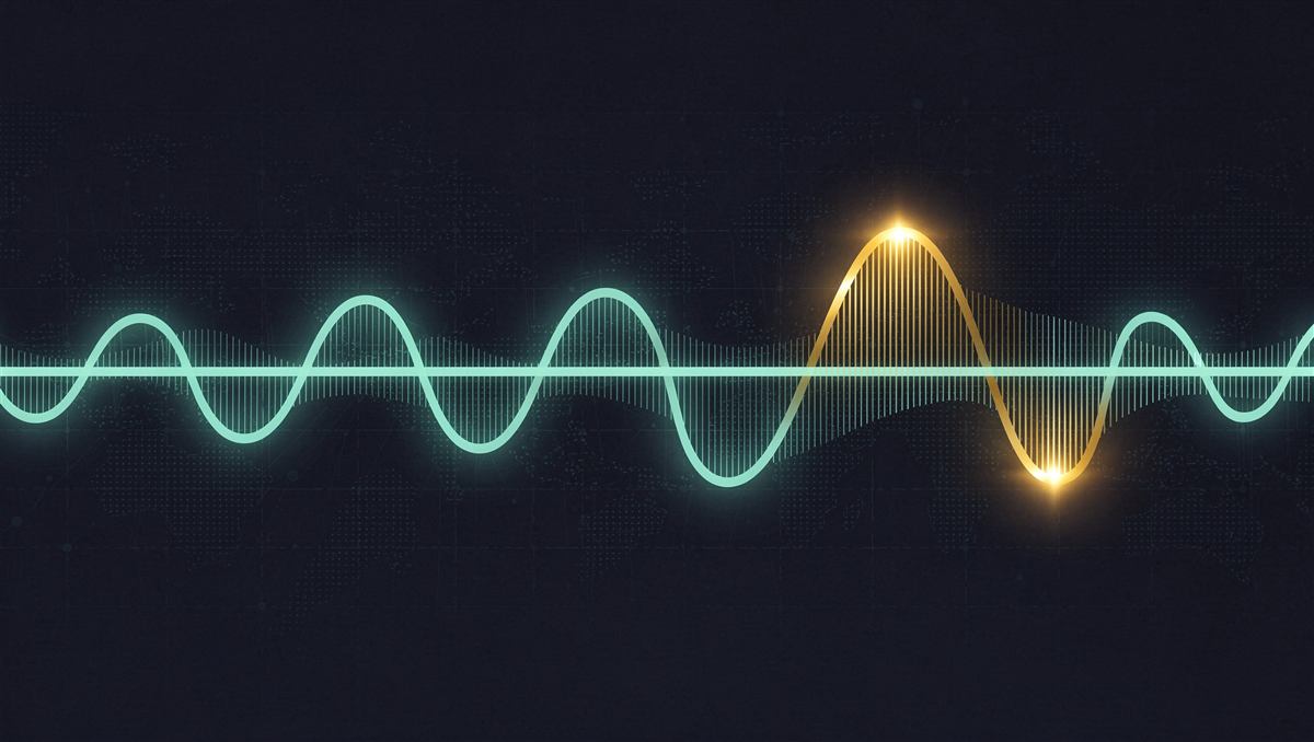 Abstract illustration of a glowing market cycle wave