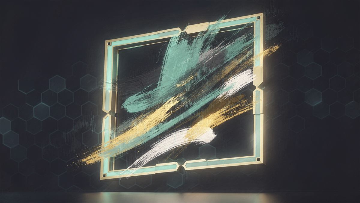 Abstract illustration of a glowing digital art frame