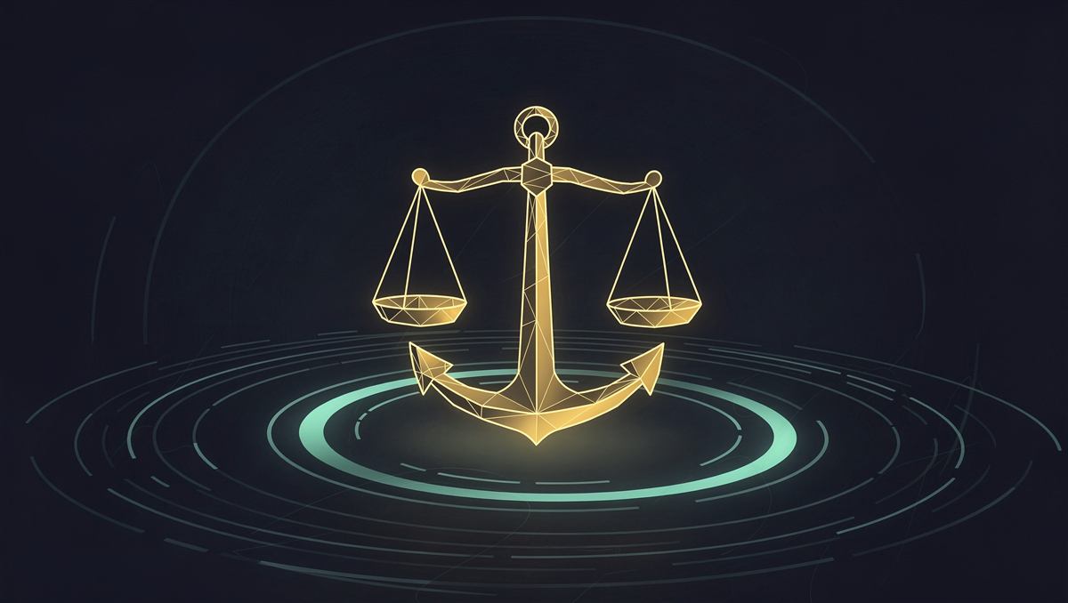 Abstract illustration of a glowing balanced scale representing a stable peg